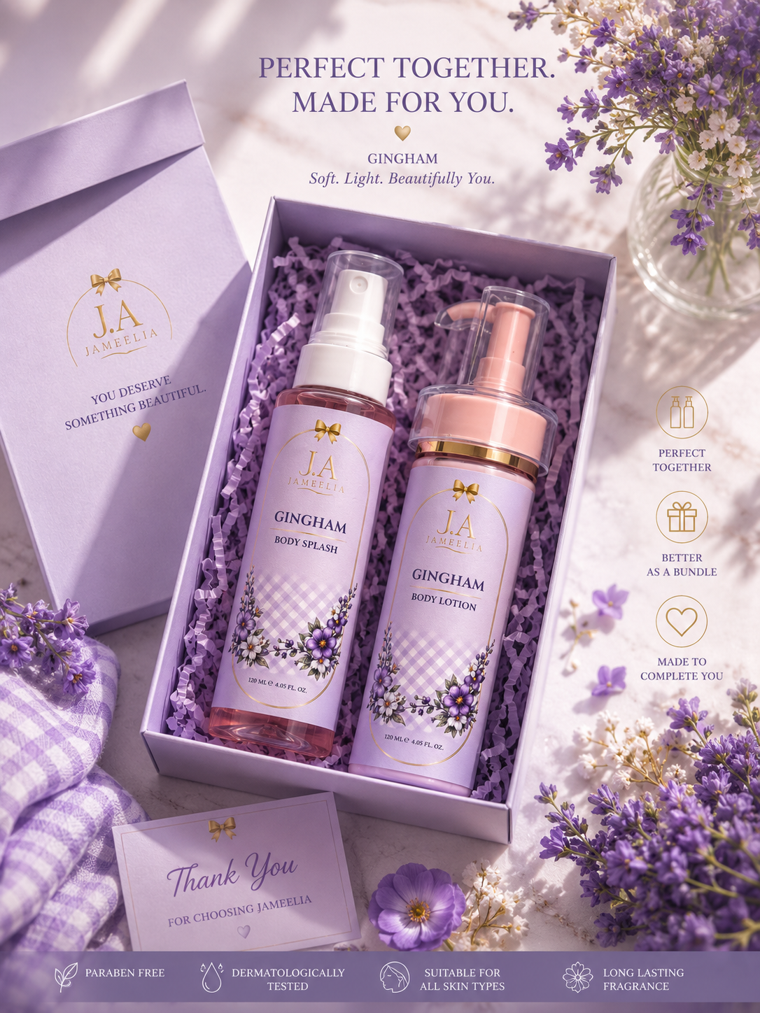 Gingham lotion and splash gift set