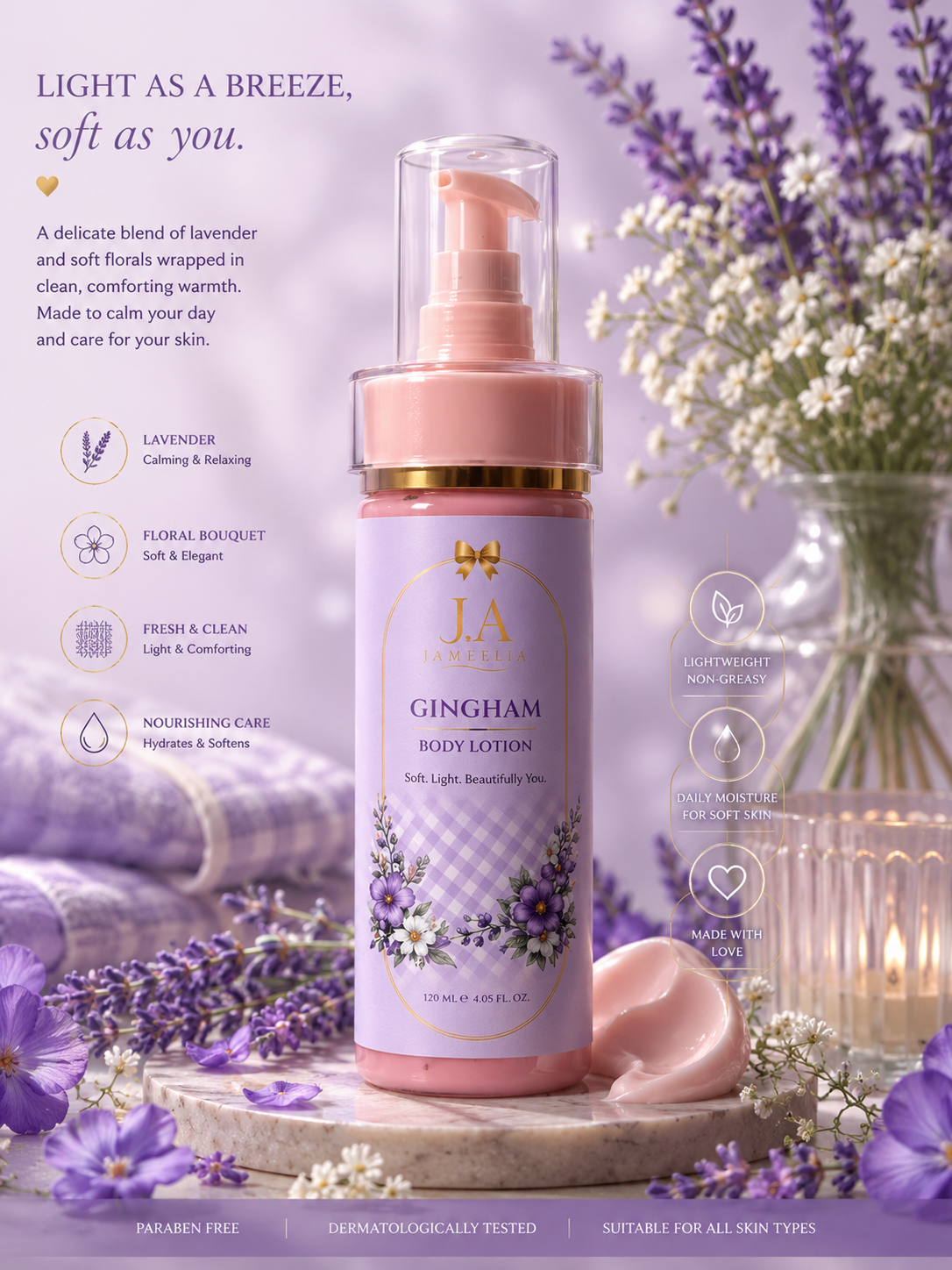 Gingham body lotion