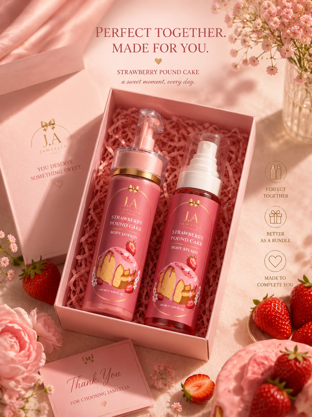 Strawberry Pound Cake lotion and splash gift set